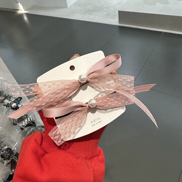 韩国黑色蕾丝蝴蝶结侧边夹甜美鸭嘴夹刘海发夹子发卡少女春夏头饰