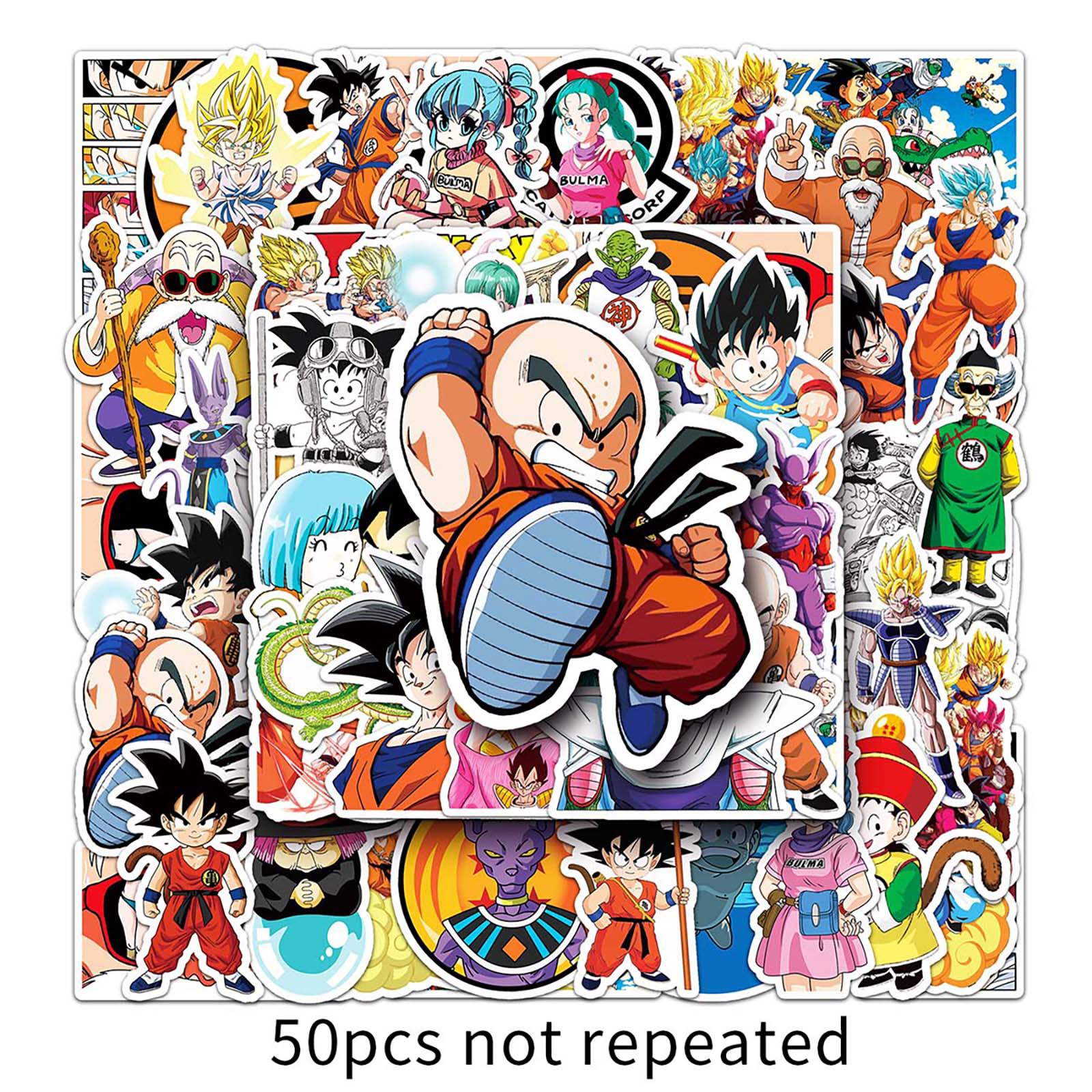 50张日漫七龙珠卡通个性diy防水行李箱笔记本电脑汽车滑板车贴纸 图片