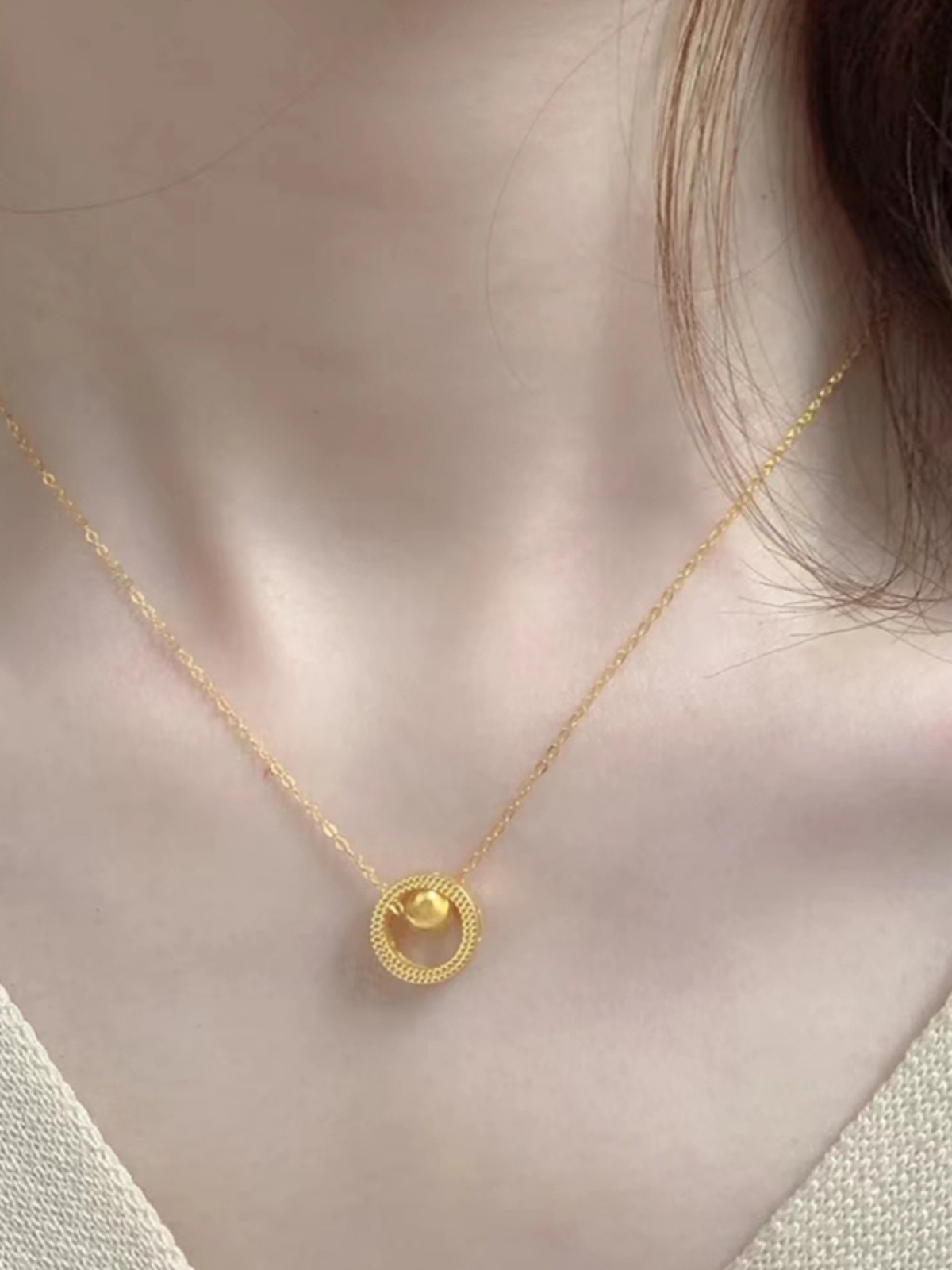 时来运转项链女2024年新款18k金色潮女士时尚转运珠装饰品锁骨链