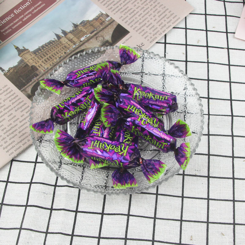 kdv俄罗斯紫皮糖kpokaht巧克力原装进口糖果500g