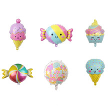 新款彩色糖果铝膜气球造型气球儿童派对装饰玩具铝箔球批发