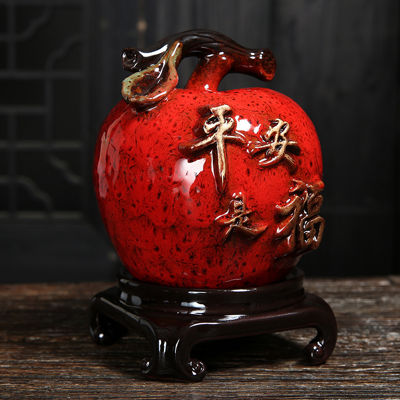 苹果平平安安客厅摆件家居祝福创意陶瓷平安是福摆设工艺礼品