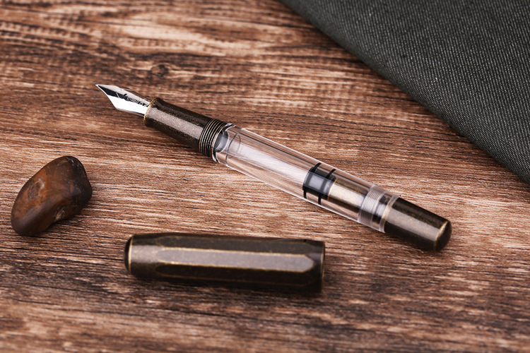 moonman末匠t1手工树脂活塞吸墨大容量笔杆储墨明尖铝合金杆钢笔