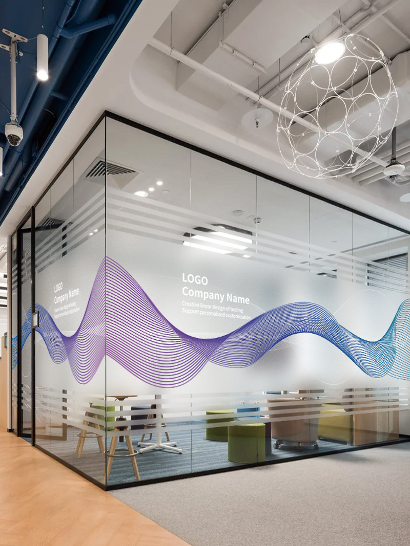 办公室玻璃贴纸透光不透明公司隔断墙装饰会议室门窗磨砂贴膜