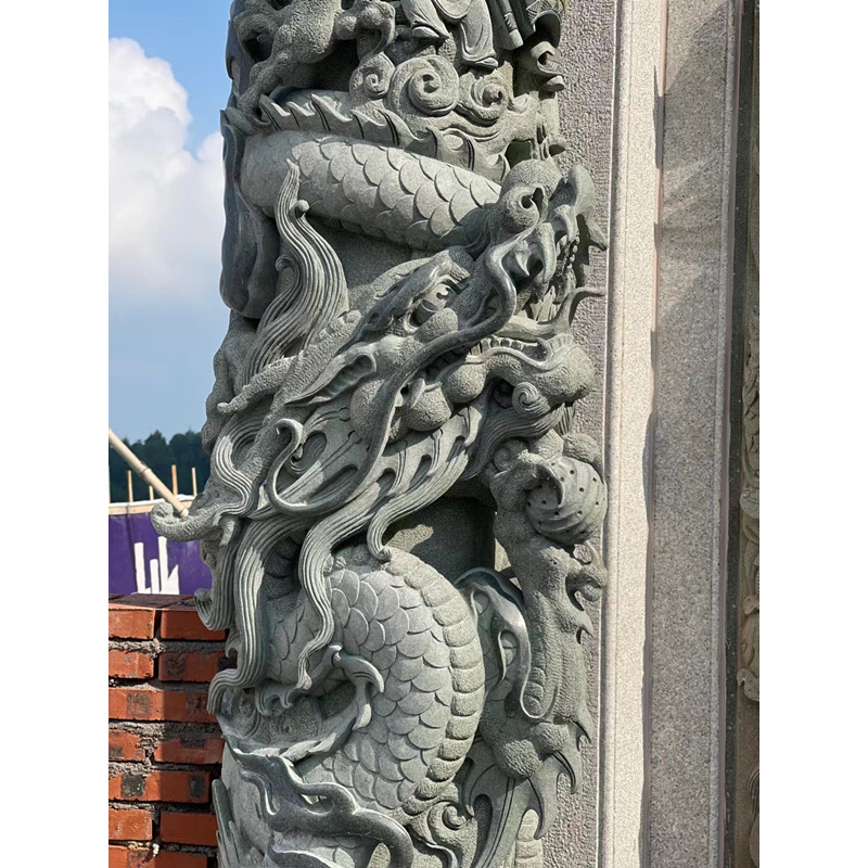 厂家直供寺庙佛堂青石石龙柱 园林广场石雕盘龙柱 福建大鹏出品