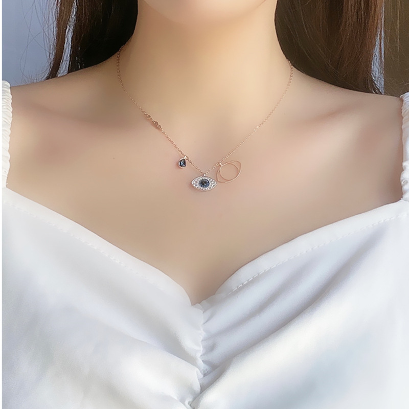 Shijia High Version Devil's Eye Necklace Female Luo Element Crystal Devil's Eye Clavicle Chain Manufacturers Send on Behalf