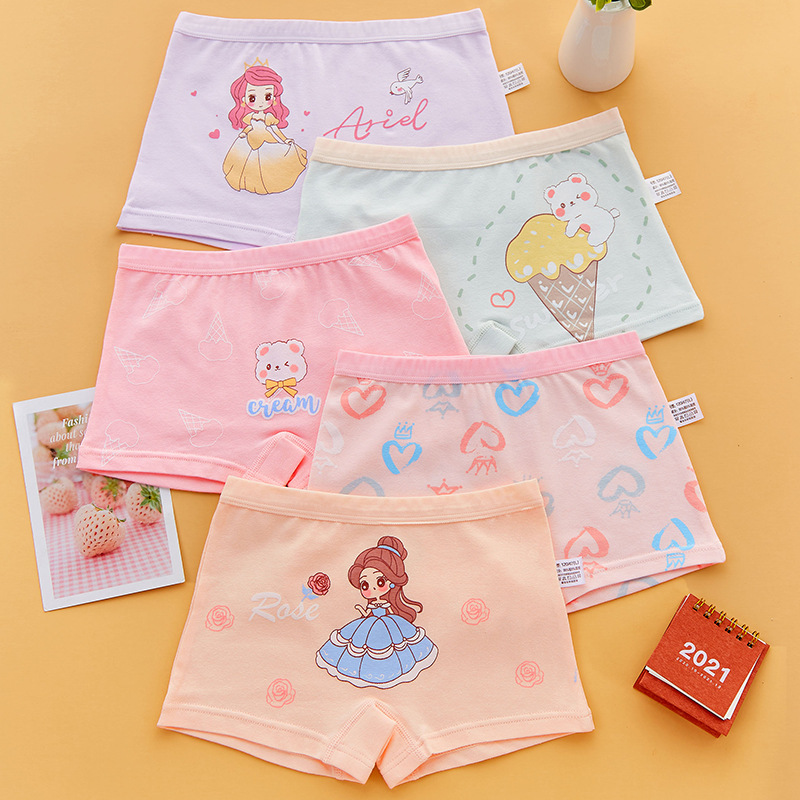 夏季儿童内裤纯棉女童内裤可爱5岁中大童a类小孩四角女童平角短裤