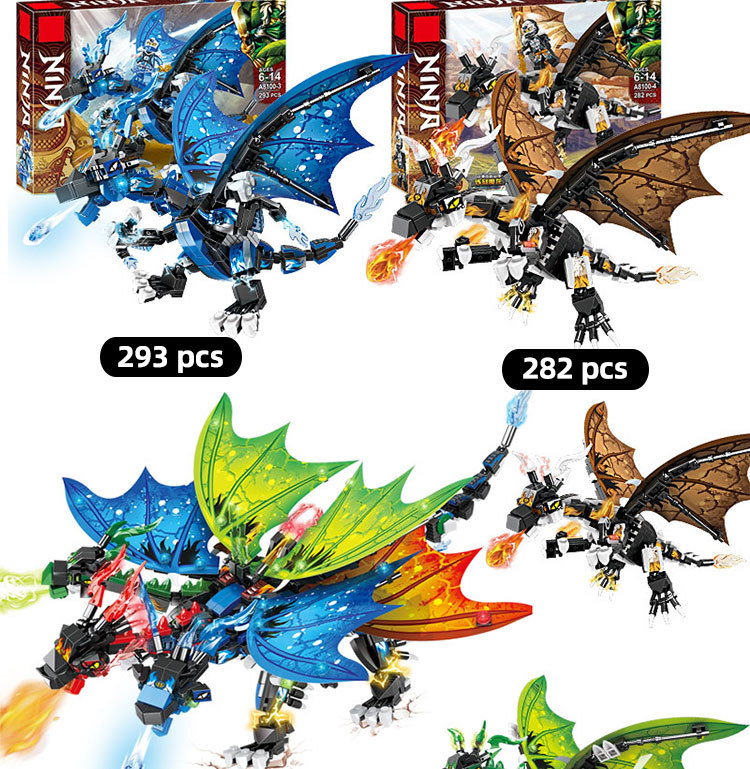 兼容乐高积木拼装幻影忍者4合1元素龙人偶地推小礼品玩具跨境热卖