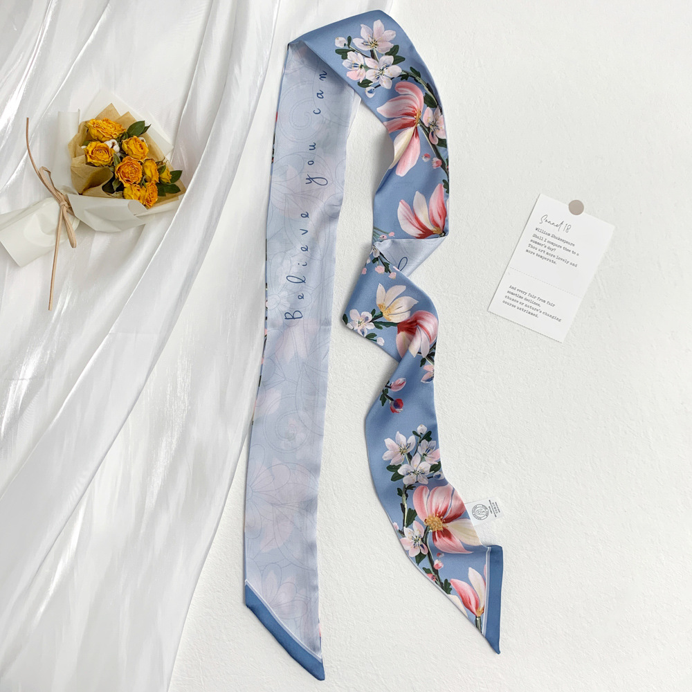 Summer New Style French Retro Thin Narrow Scarf Hair Band All-Match Small Scarf Bag Decorative Strap Long Scarf