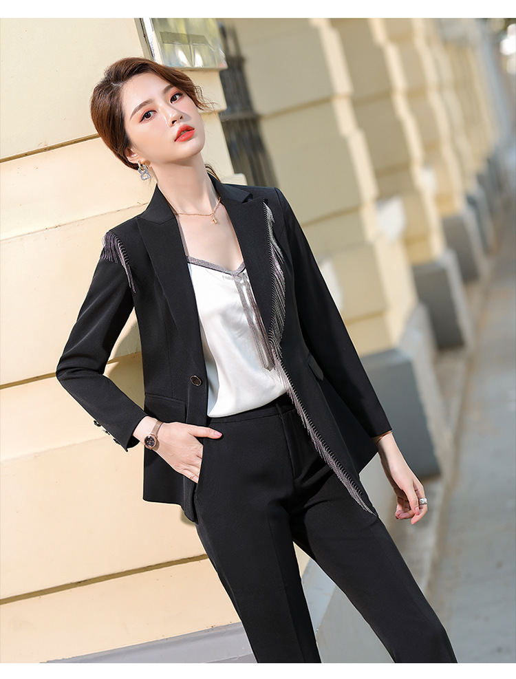 白色西装外套女春秋2021年新款韩版时尚气质修身职业装小西服套装