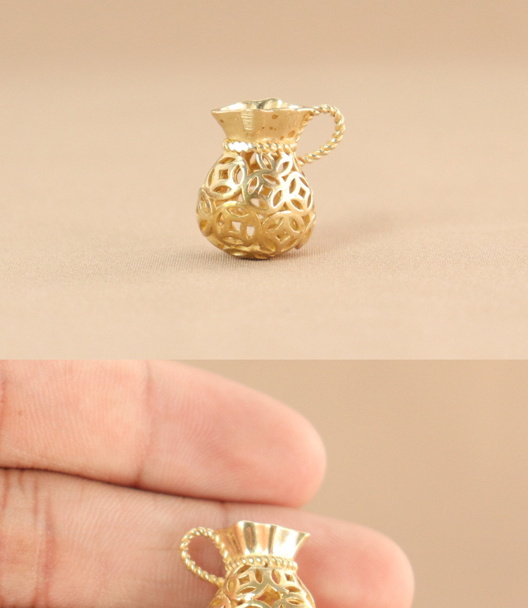 创意镂空钱袋钥匙扣吊坠黄铜福袋挂件亮色钱袋汽车挂饰小礼品配饰