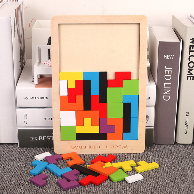 Children's Wooden Tetris Baby Early Education Fun Game Toddler Development Intelligence Russia Block Toy