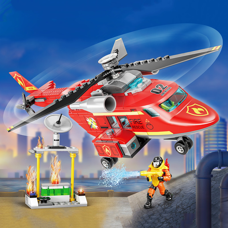 翔竣829积木城市组消防局紧急行动直升机救援男6拼装玩具兼容乐高