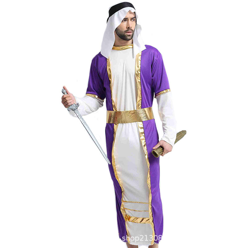 万圣节成人男款cosplay演出服中东迪拜阿拉伯王子国王衣服酋长服