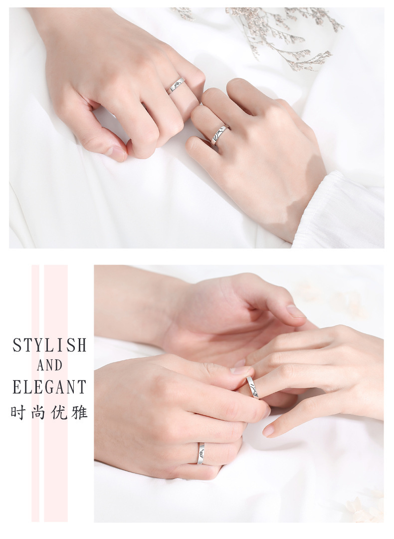 执子之手情侣戒指男女二合一食指戒个性创意情人礼物牵手开口对戒