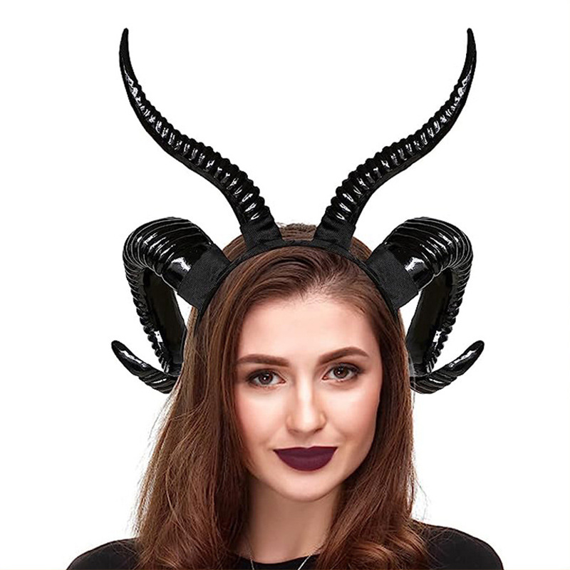 万圣节头箍恶魔头箍道具圣诞节排队仿真羊角道具舞会派对头饰发饰