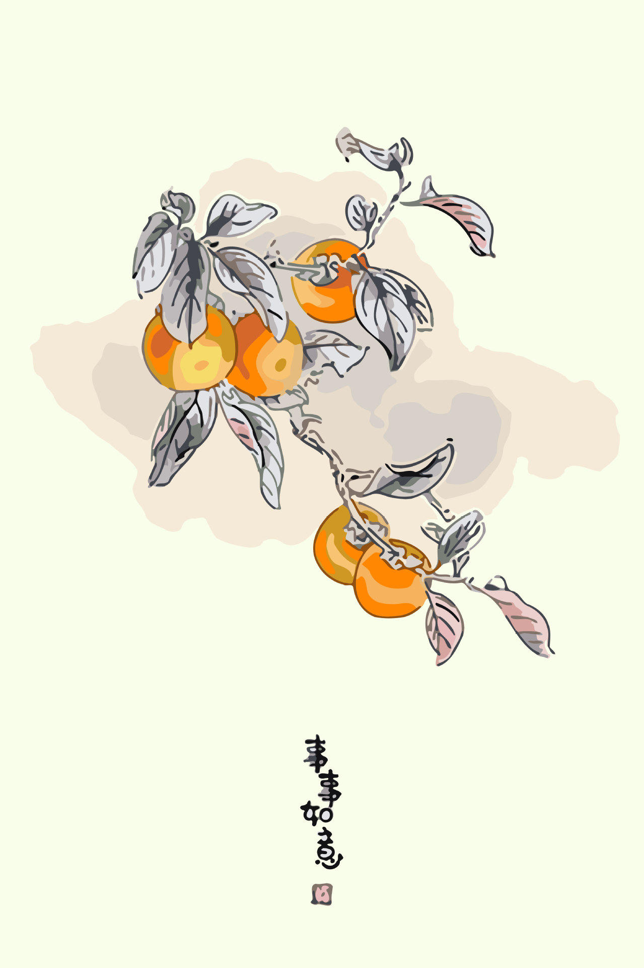 diy数字油画 柿柿如意油彩画手工填色中式画手绘客厅装饰画批发