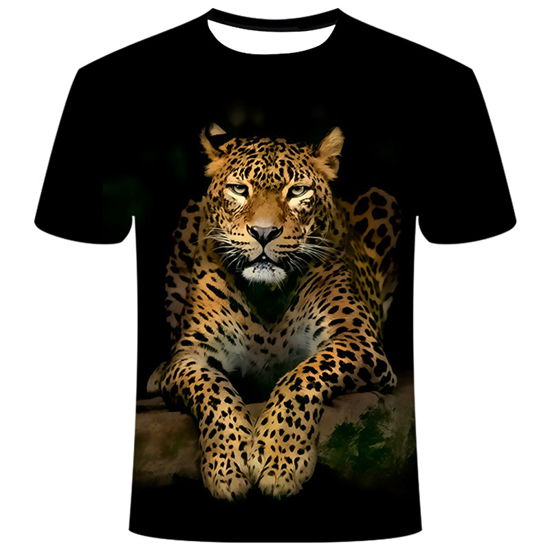 跨境电商亚马逊 老虎图案印花3d t恤短袖 一件代发 休闲男女t恤衫