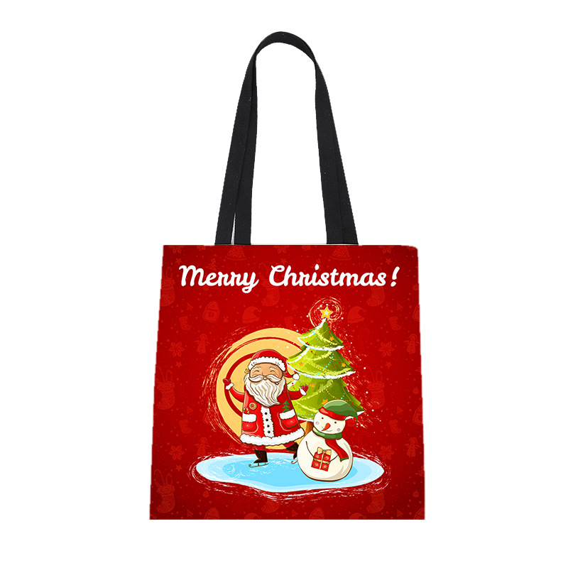 New Amazon Hot Sale Christmas Printed Santa Claus Non-Woven Handbag in Stock