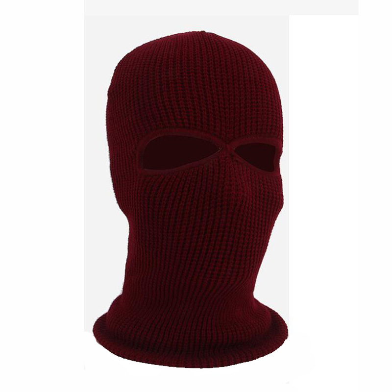 Cross-Border Winter Thermal Headgear Mask Two-Hole Knitted Woolen Cap Men's and Women's Outdoor Riding Cold-Proof Mask Sleeve Cap