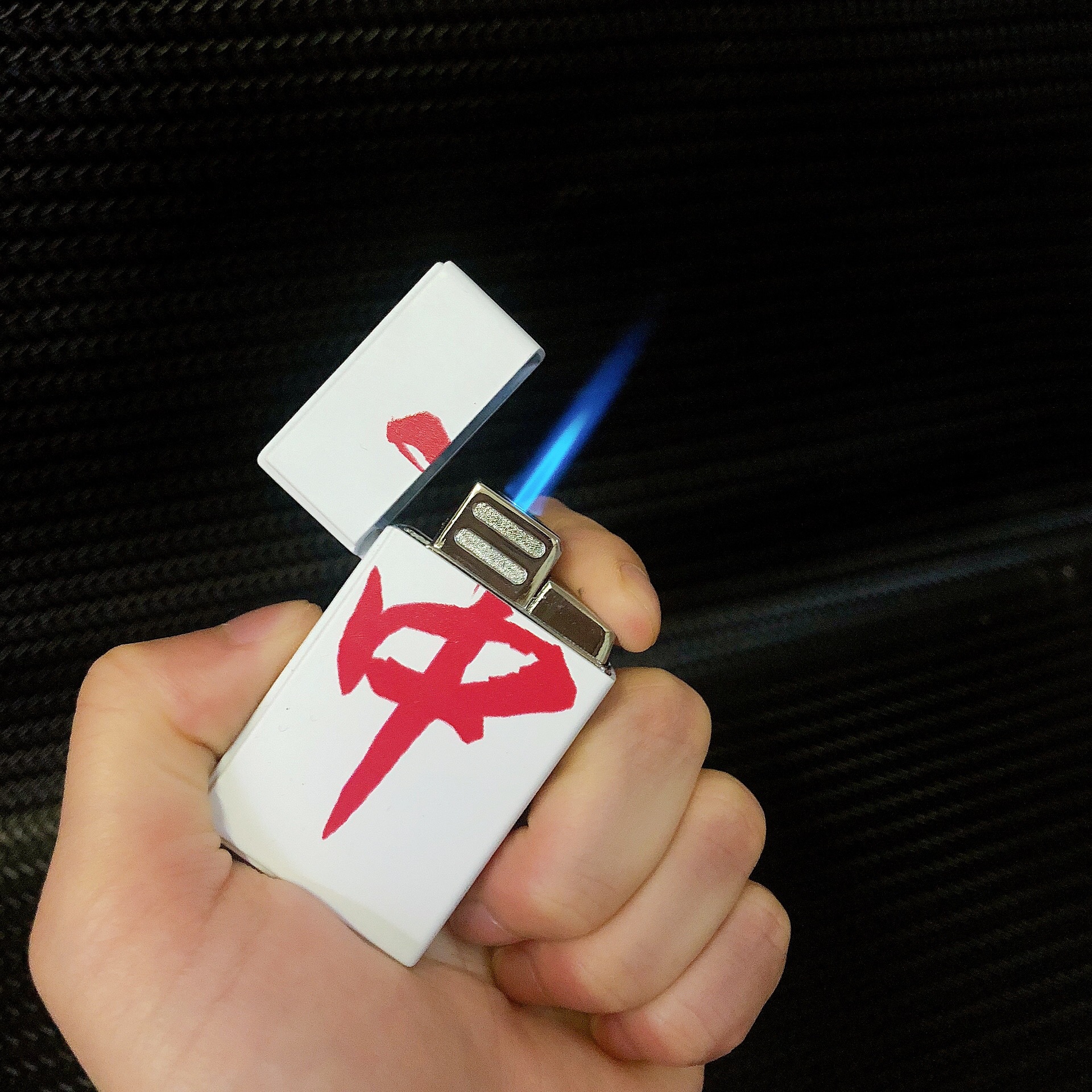 中国麻将单直冲充气打火机蓝色防风火焰红中个性白哑漆彩图彩印潮