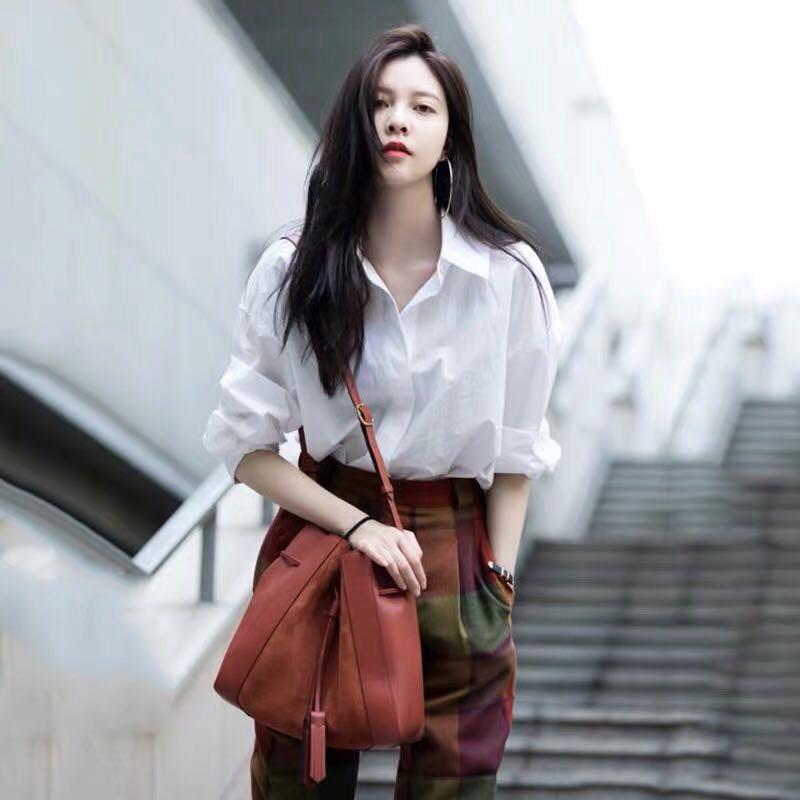 song yan long sleeve professional white shirt women‘s loose design korean versatile outerwear western style shirt 2023 autumn