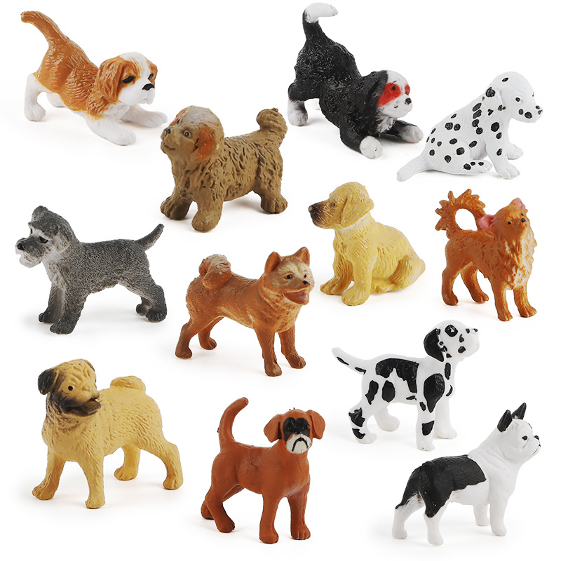 Foreign Trade Archaeology Simulation Mini Boxer Dog Golden Retriever Schnauzer Dog Animal Model Children Toy Cake Ornaments