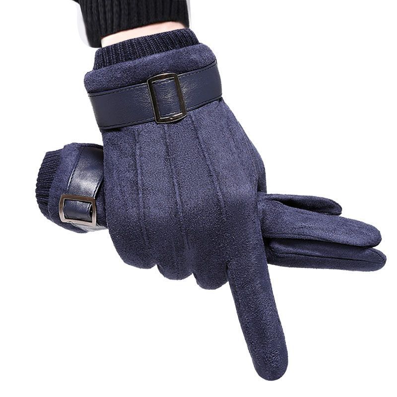 手套男冬季加绒加厚防风保暖韩版触屏麂皮绒摩托车电动车骑行防寒