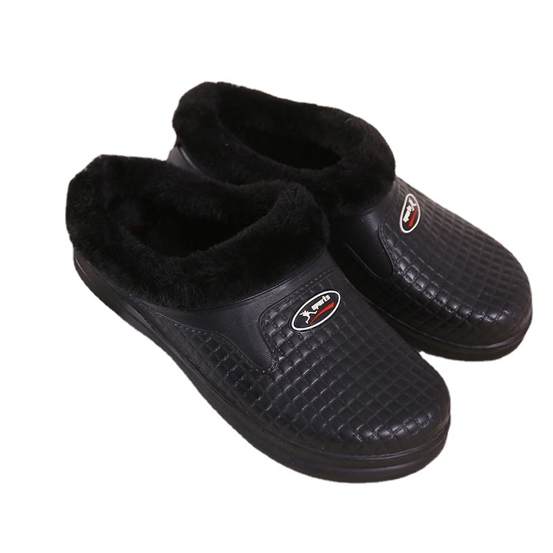 Winter Fleece-lined Lightweight One-Time Molding Eva Women's Half-Pack Plush Heel Cotton Slippers Laundry Car Wash Kitchen Work Shoes