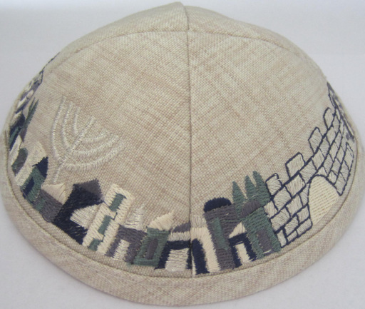 定制跨境速卖通国际站色丁犹太帽出口四片刺绣民族小圆帽kippah