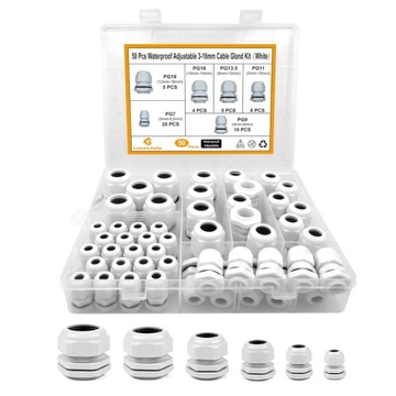 50个电缆盖可调节3-16mm防水电缆连接器pg7pg9pg11pg13.