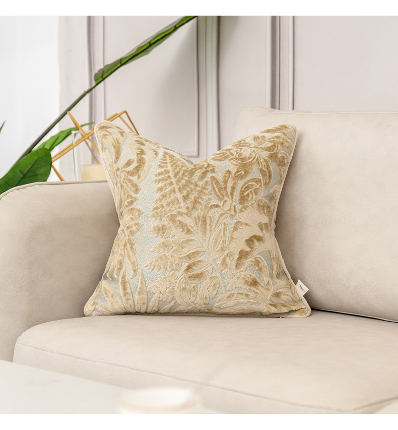 北欧现代简约割绒抱枕美式沙发靠垫民宿酒店靠枕米色厂家批发