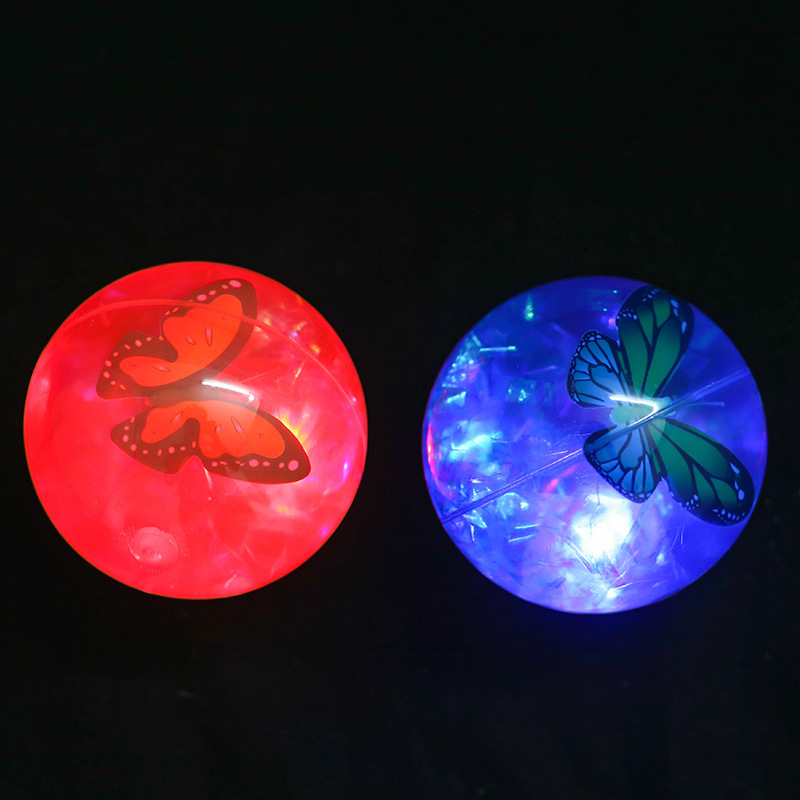 Flash Crystal Ball Luminous Elastic Ball with Rope Jumping Ball Colorful Jumping Ball Night Market Stall Hot Selling Toys