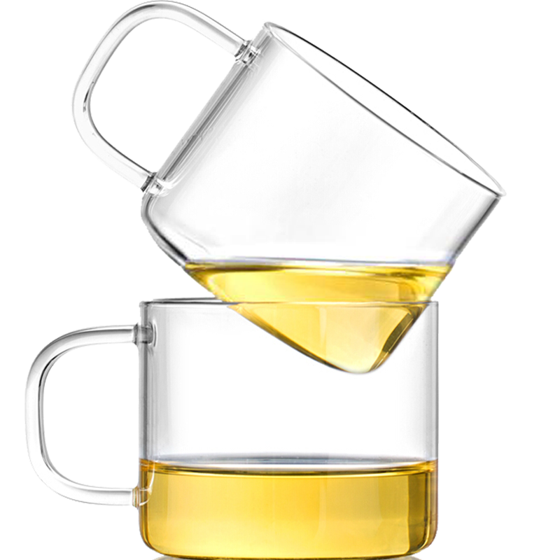 尚明耐高温玻璃小茶杯 透明带把喝茶小玻璃杯 功夫茶具品茗杯子