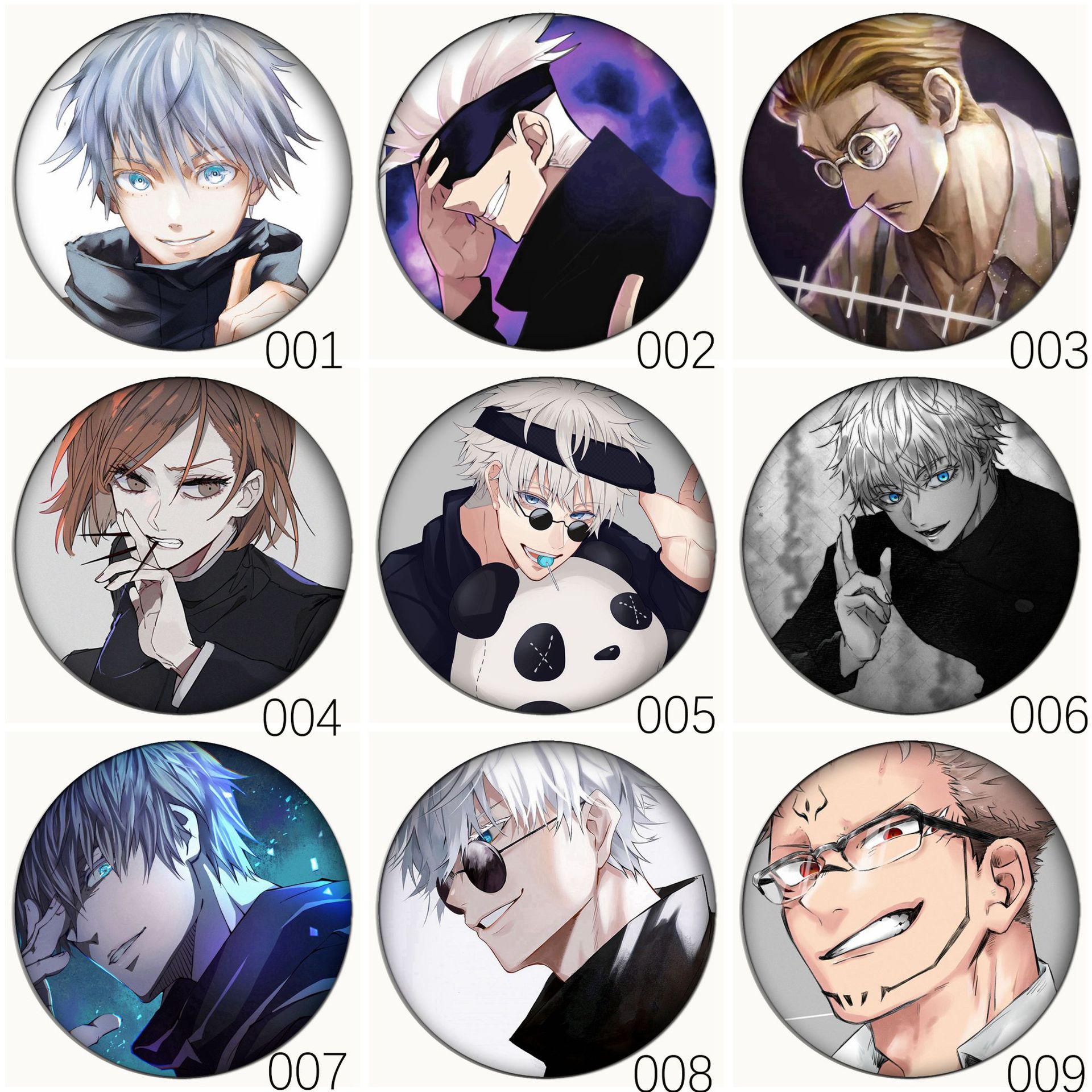 定制动漫徽章咒术回战周边虎杖悠仁五条悟卡通圆形胸章马口铁镜子