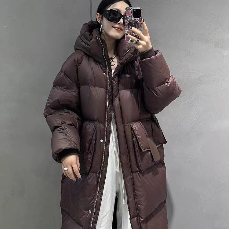 2023冬新韩版宽松加厚过膝被子羽绒服女中长款网红同款白鸭绒外套