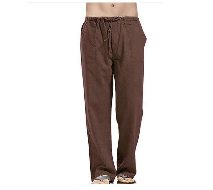 2022 Europe and America Cross Border Amazon Men's Linen Loose Large Size 9 Color Size 8 Solid Color Pocket Casual Trousers