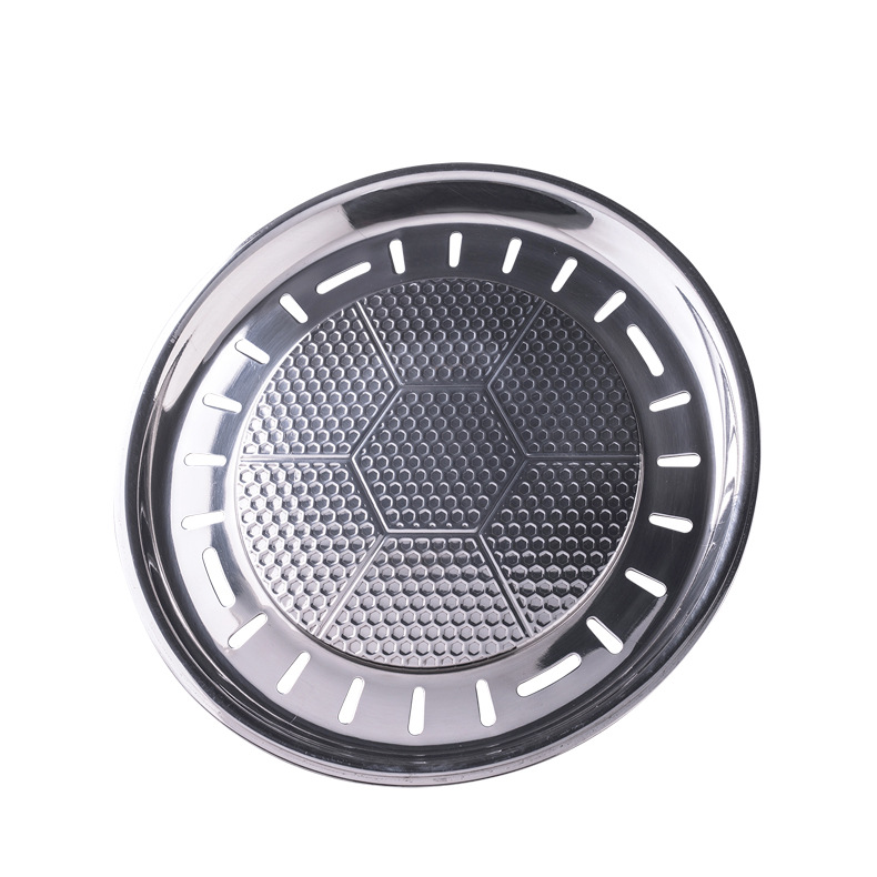 工厂直供优质不锈钢圆形烤盘蒸盘蜂窝压纹烧烤火锅可用