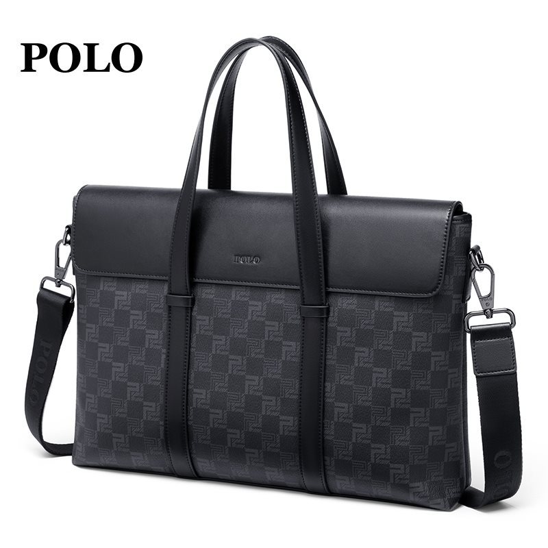 polo男士公文包商务出差通勤手提包男时尚单肩斜挎包大容量电脑包