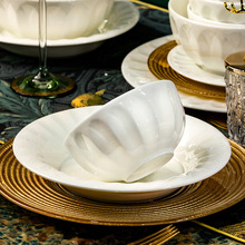 禅意纯白骨瓷餐具套装自由搭配DIY碗盘碟套装家用批发