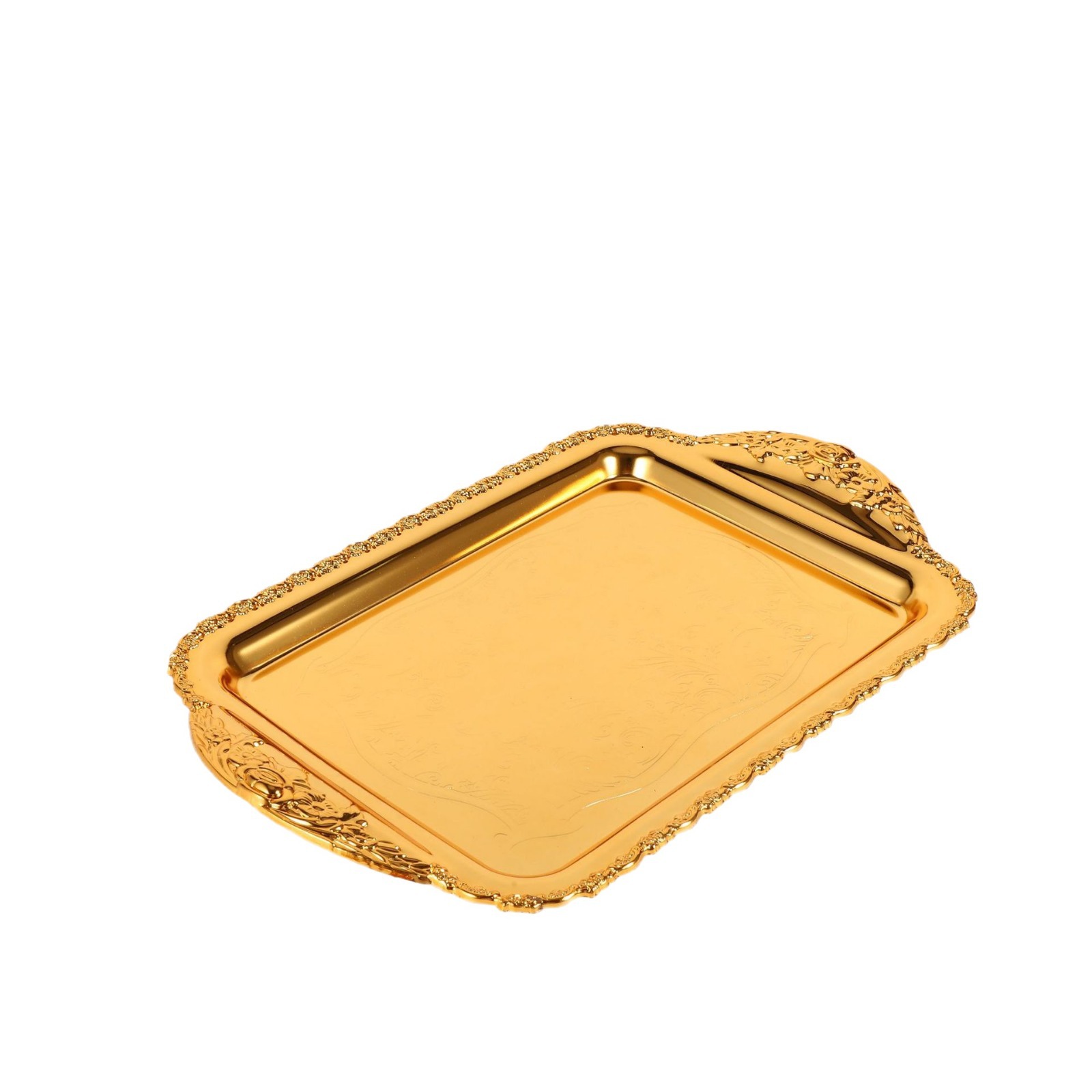 Nordic Style Gold-Plated Silver Rectangular Tray Hardware Gold-Plated Tray Hotel Club Plate Wholesale