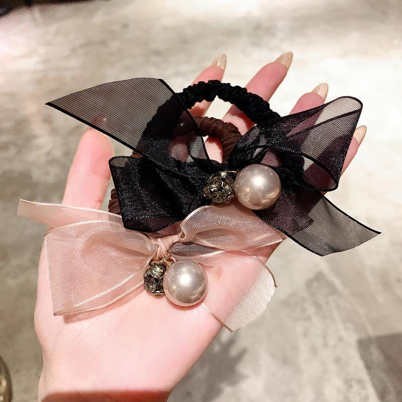 人鱼姬大肠发圈珍珠蝴蝶结水钻发绳女孩皮筋时尚韩版发饰头绳头饰