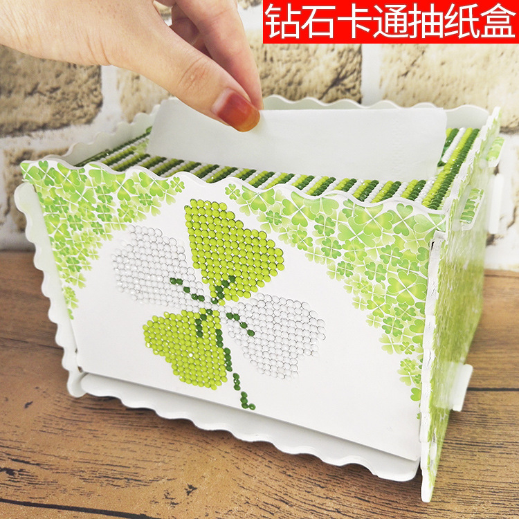 儿童创意粘贴画水晶卷纸盒钻石纸巾抽纸盒手工diy小学生益智玩具