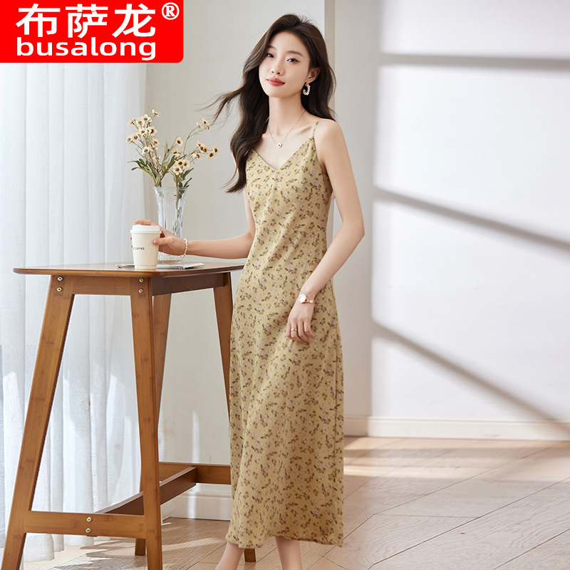 2024新款连衣裙女无袖露肩气质职业吊带连衣裙工作服显瘦206-阿里巴巴
