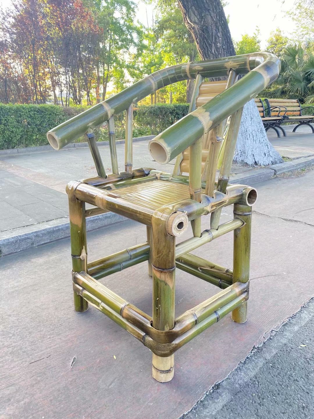 批发竹制品手工竹椅复古太师椅靠椅子老式圈椅围椅乘凉阳台休闲椅