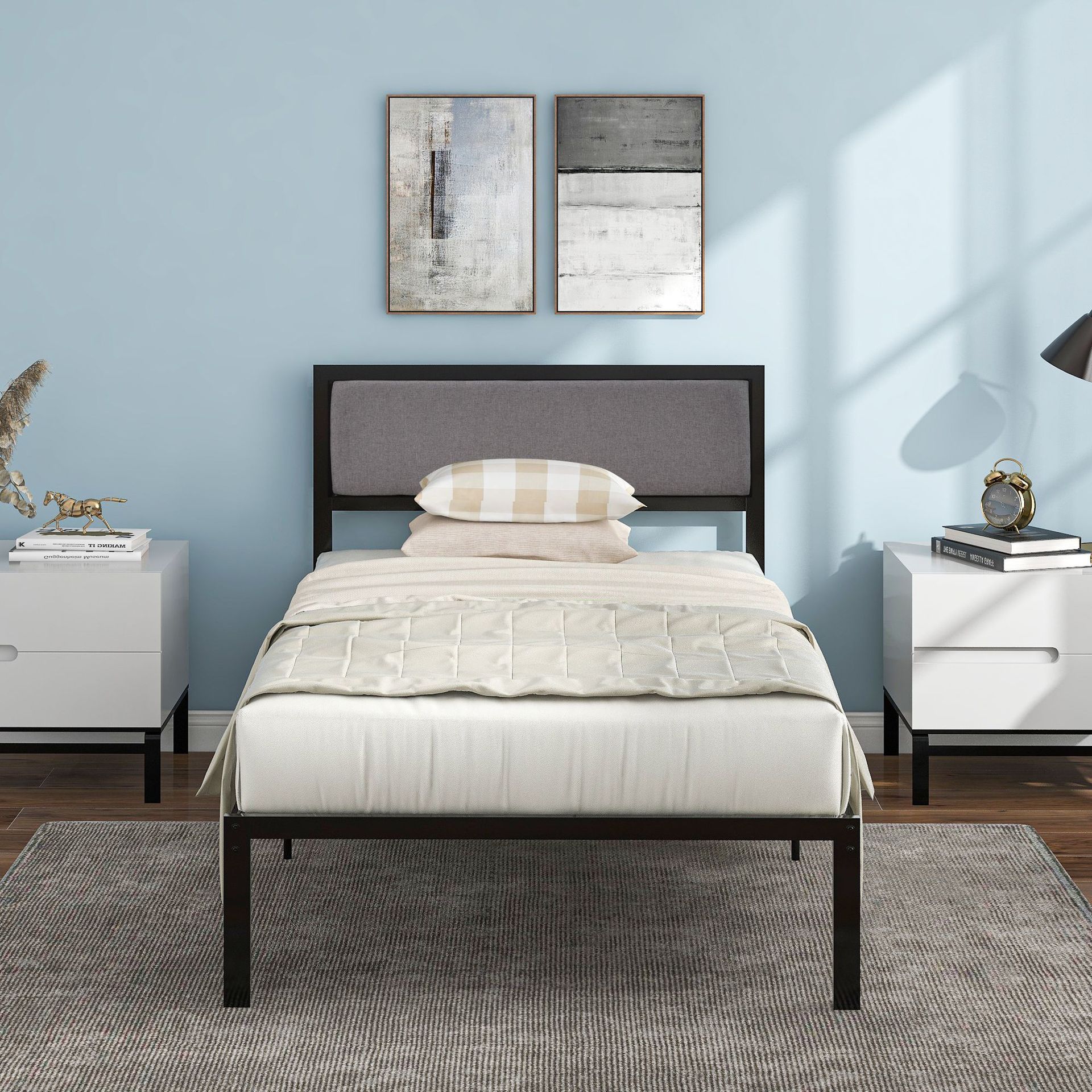 英国单人床床架金属床架亚马逊大健云仓现货直发英国一件代发分销