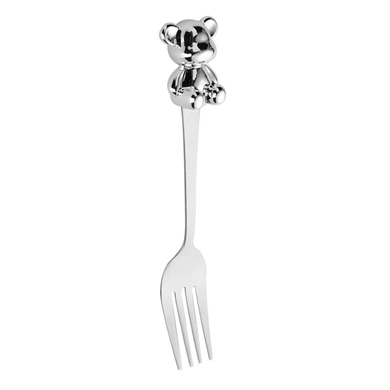 Thickened New Creative Cartoon Good-looking Stainless Steel Bear Spoon Fork Student Household Cake Dessert Spoon