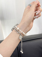 美人鱼水晶珍珠链适用苹果手表iwatchS9S8S7SE不锈钢高级感女表带