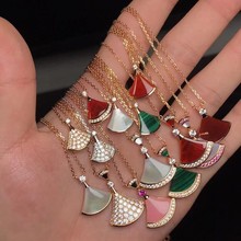 宝格丽红玉髓扇形扇子小裙子项链耳钉耳环耳坠18k蛇形蛇骨灵蛇