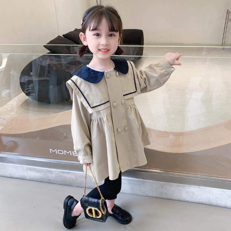 女童风衣外套春季2022年新款洋气时髦女宝宝衣服春装儿童上衣童装